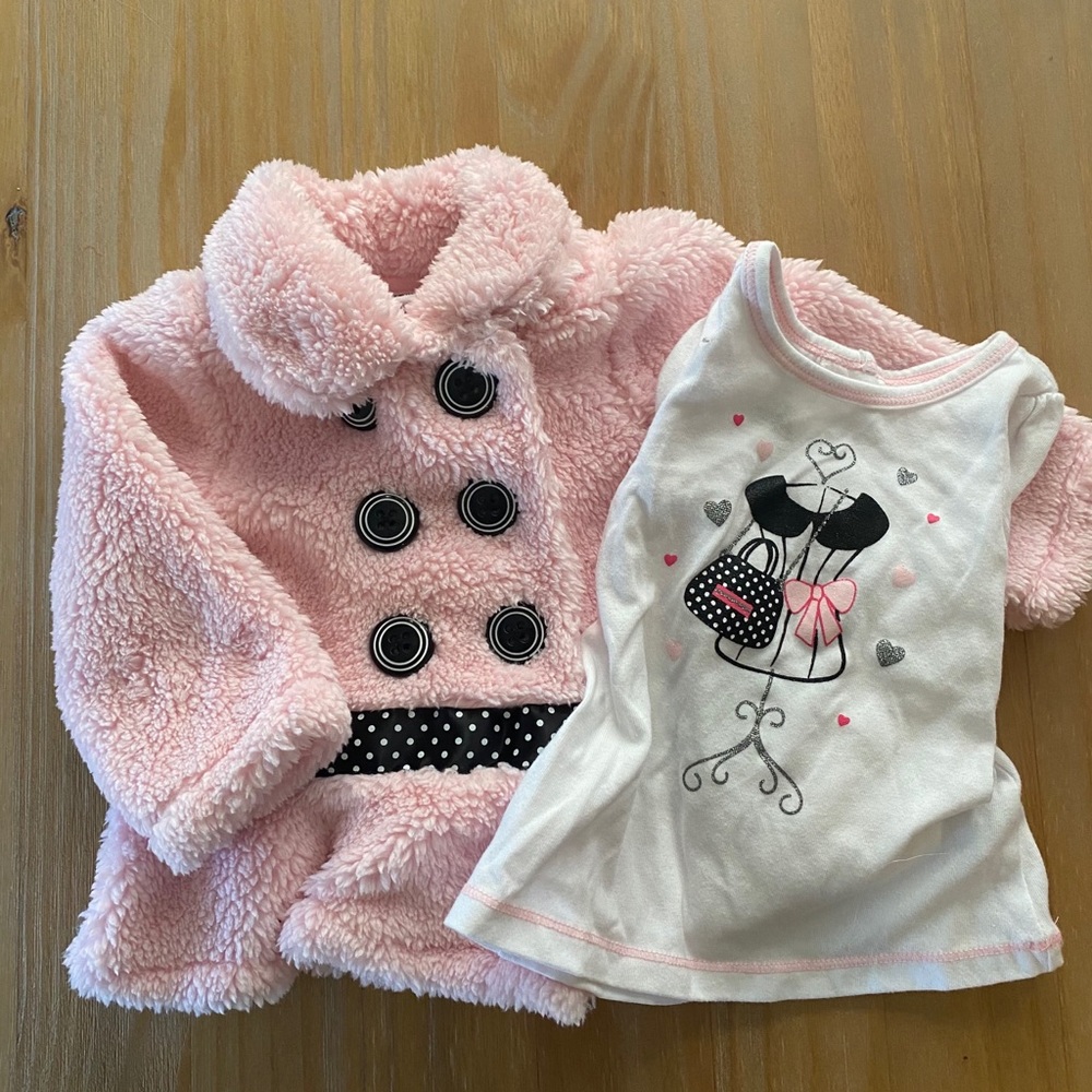 💜 2/$25 Kids Headquarter Fuzzy Pink Pea coat&top